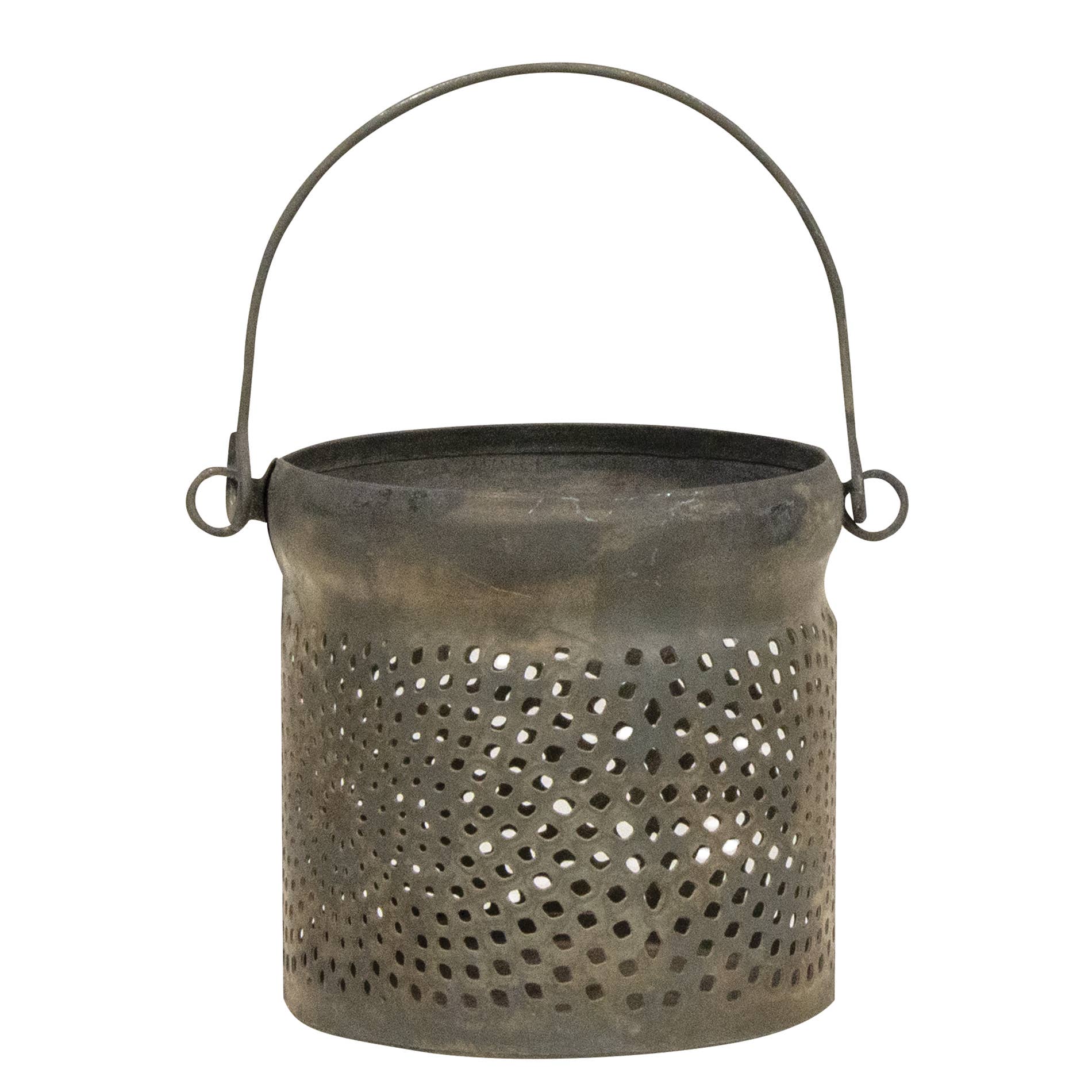 Antiqued Gray Can Lantern 3"