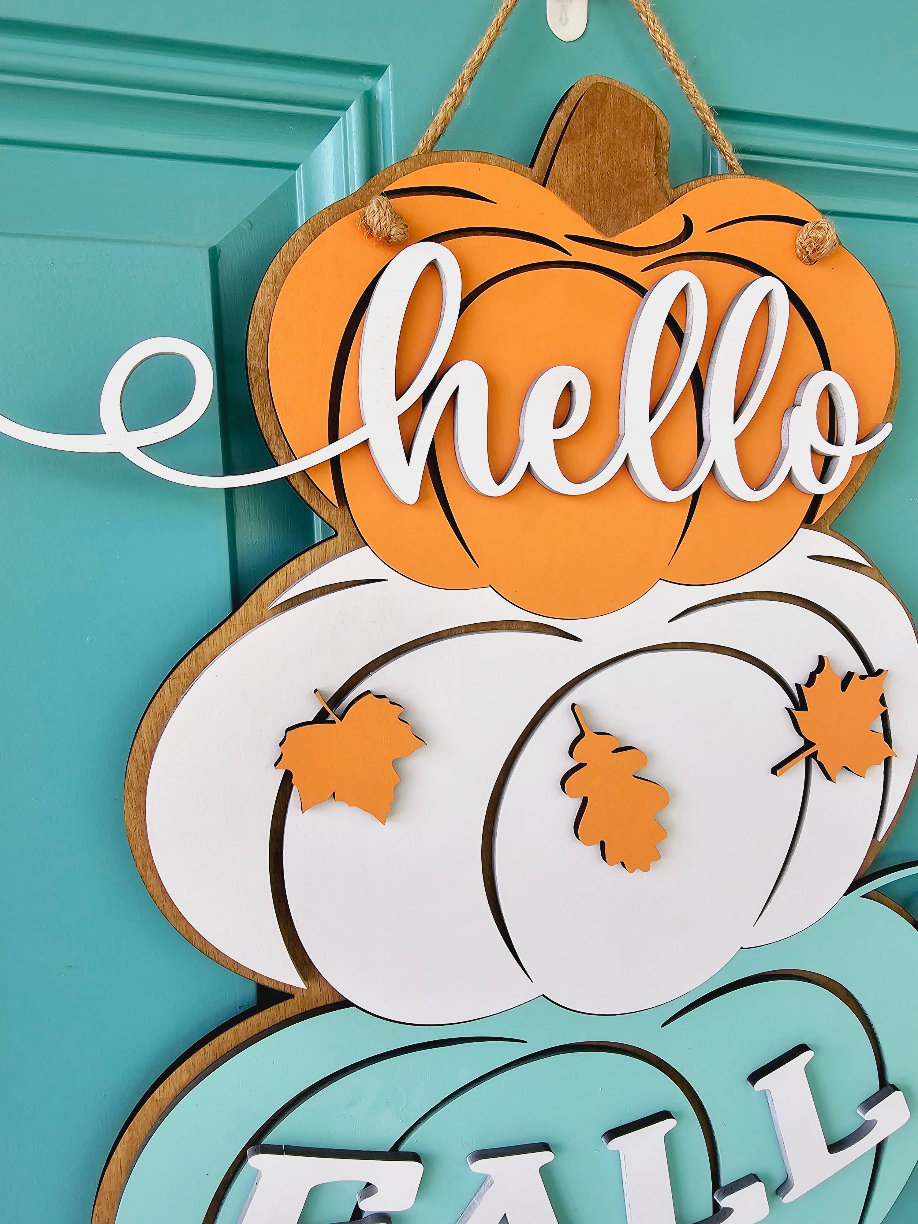 DIY Fall Stacked Pumpkins Door Hanger