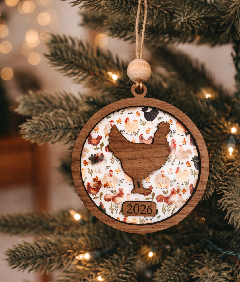 Chicken Christmas Ornament - Farm Theme Tree Ornament