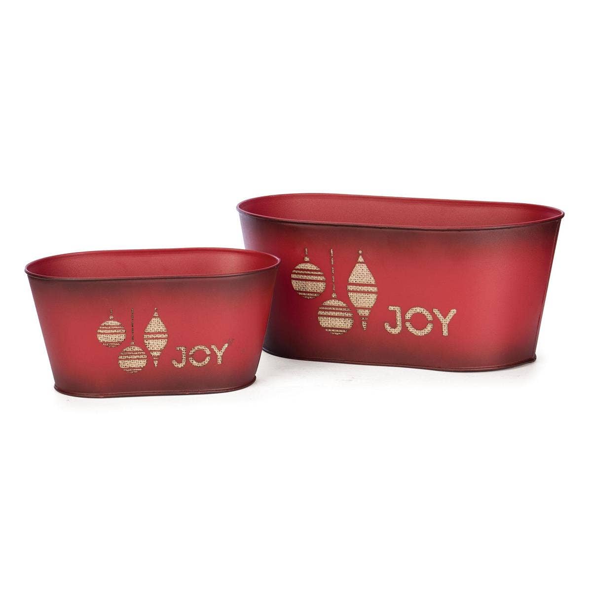 Red "Joy" Holiday Tin Tub