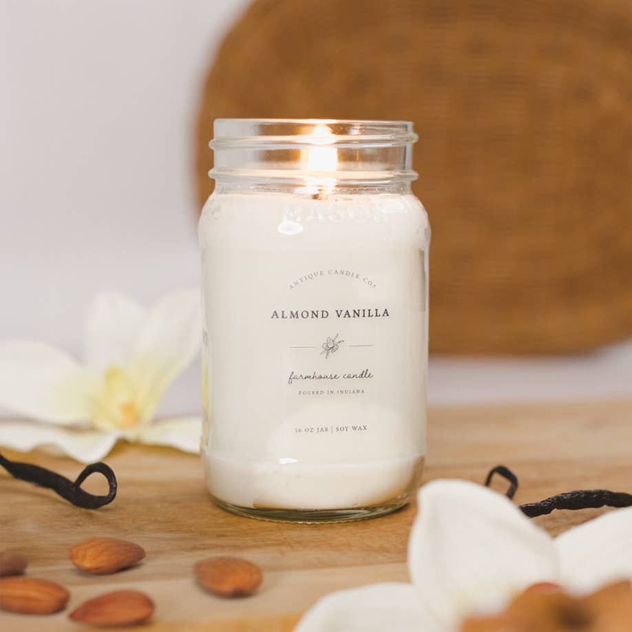 Almond Vanilla - Soy Wax Mason Jar Candle