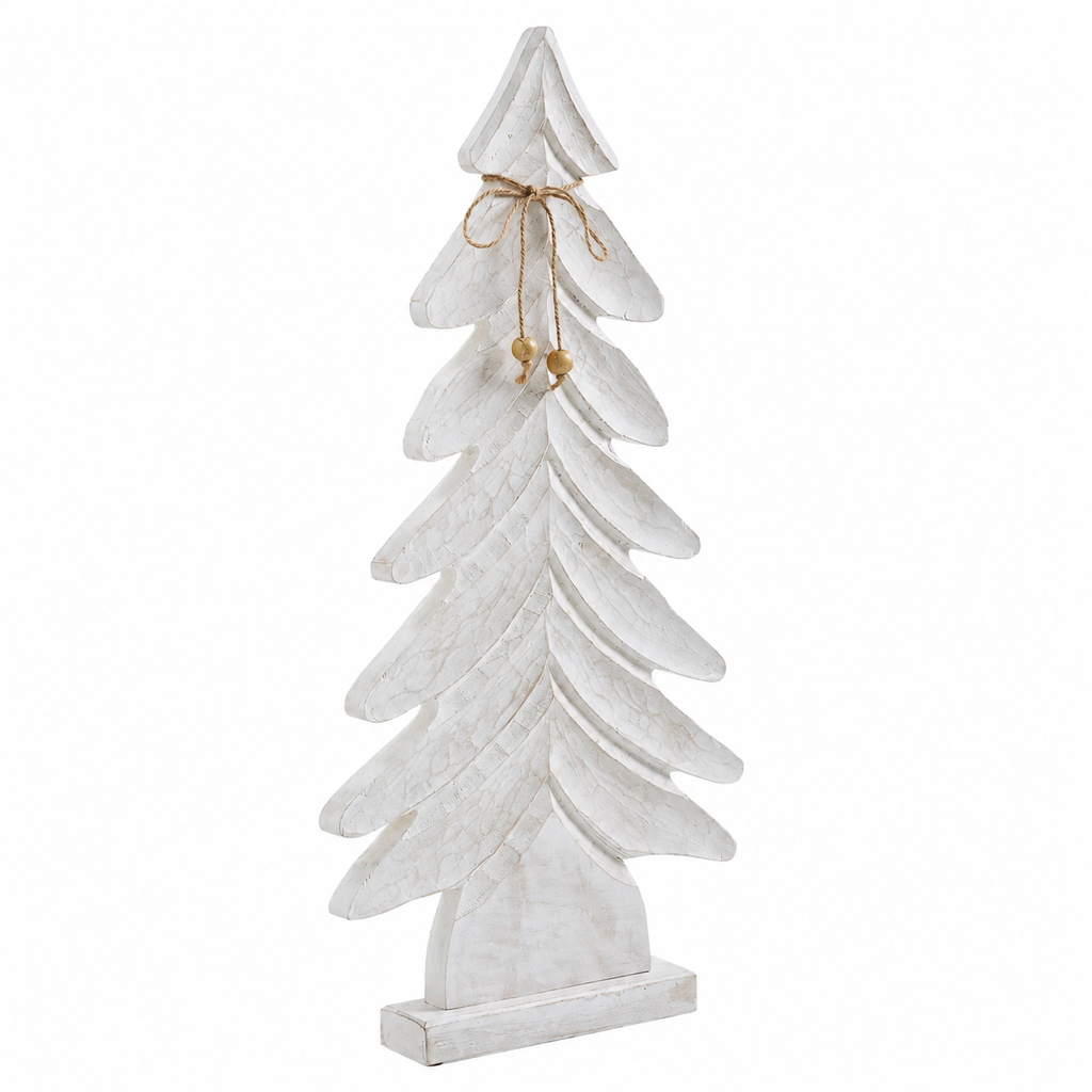 Distressed White Wooden Christmas Tree Decor 24x12