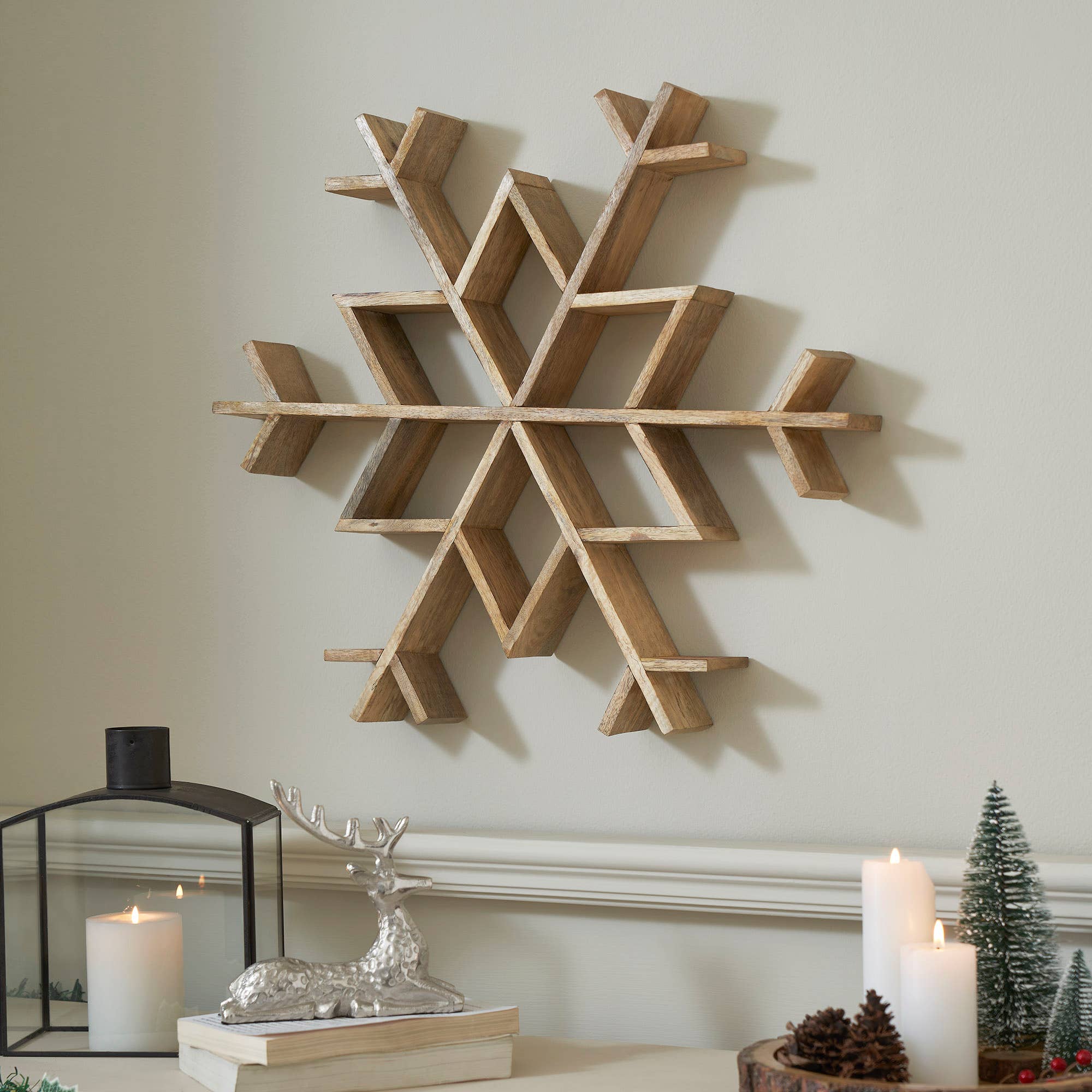 Natural Wooden Snowflake Christmas Decor Large 23x23x2.75