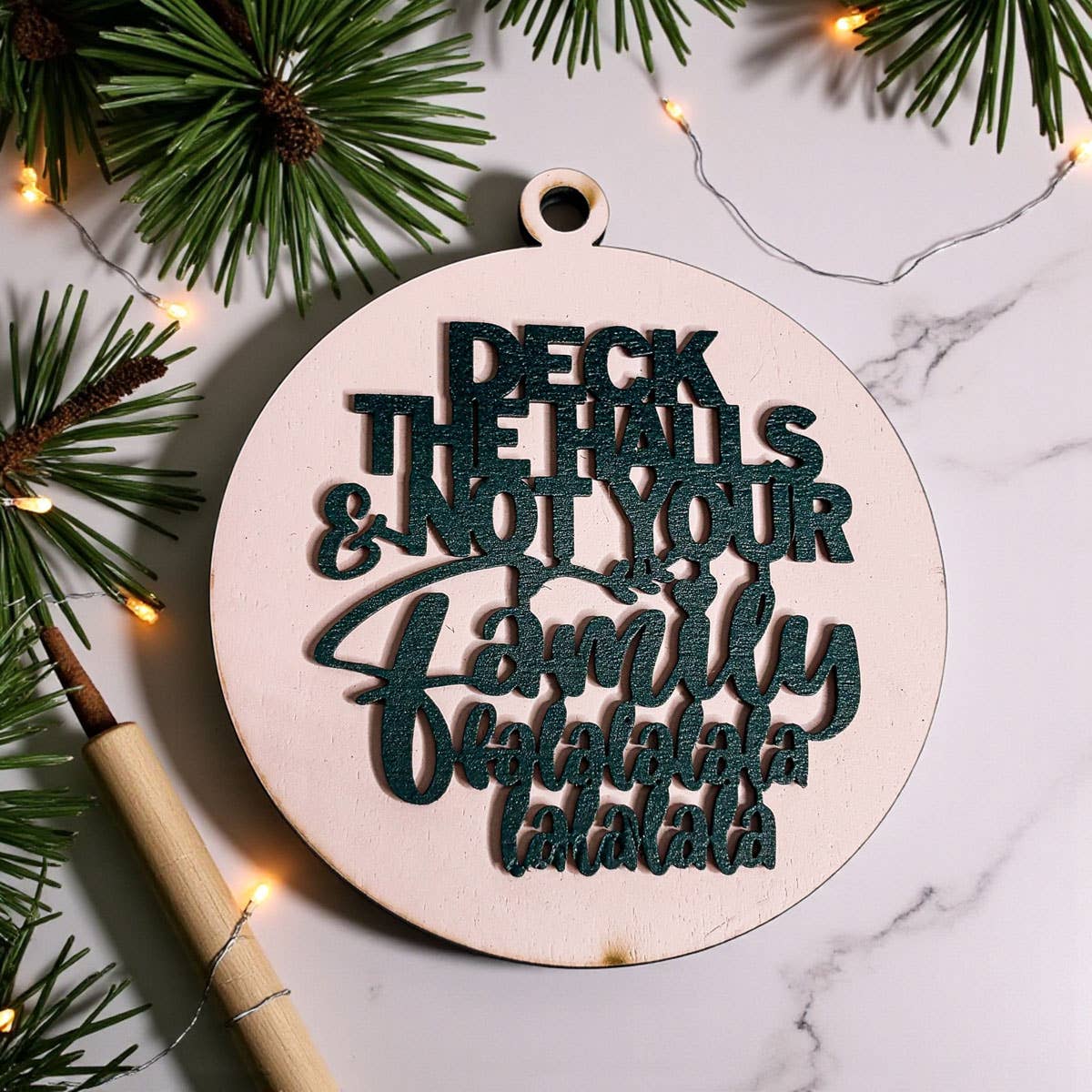 Hanging Christmas Decor + Handmade Wooden Ornament Funny