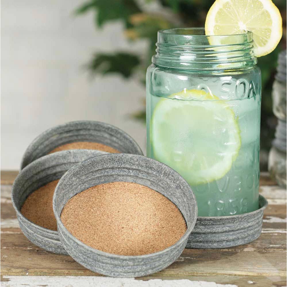 Set of Four Mason Jar Lid Coasters