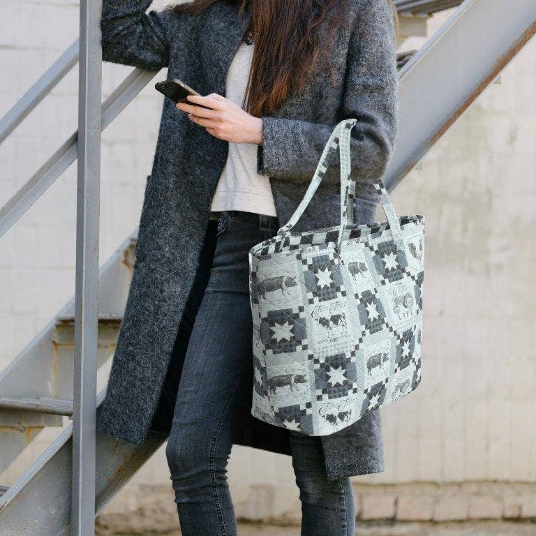 "Farm Life" Designer Quilted Tote Bag