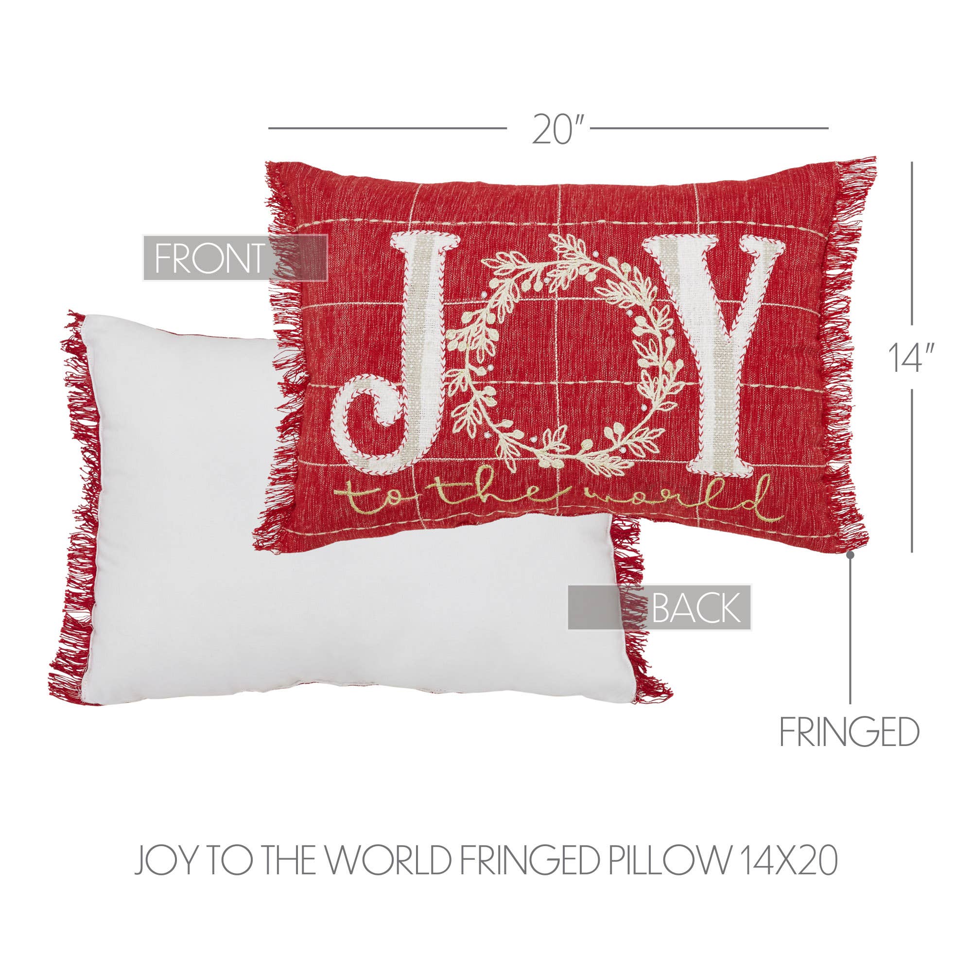 Christmas Joy to the World Fringed Throw Pillow 14x20