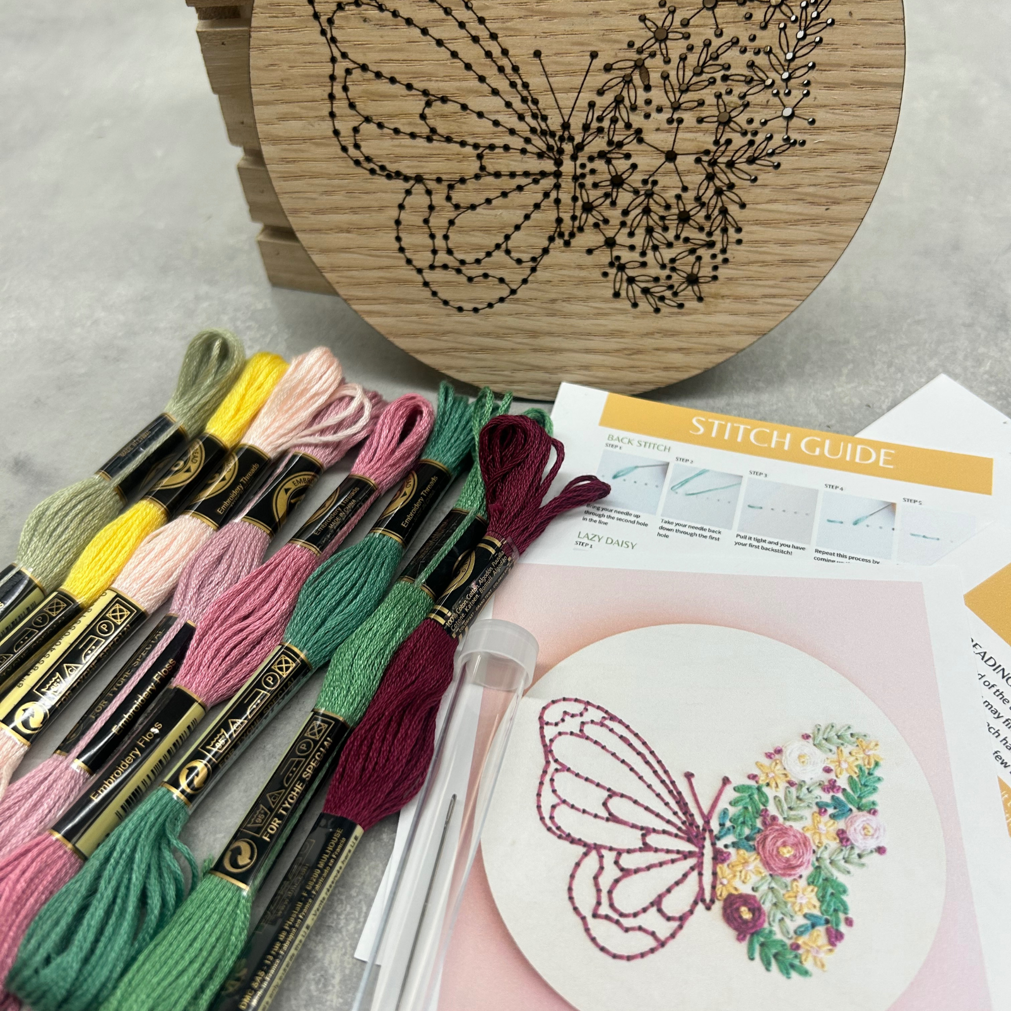 Floral Butterfly Embroidery Kit – Decorative DIY Craft