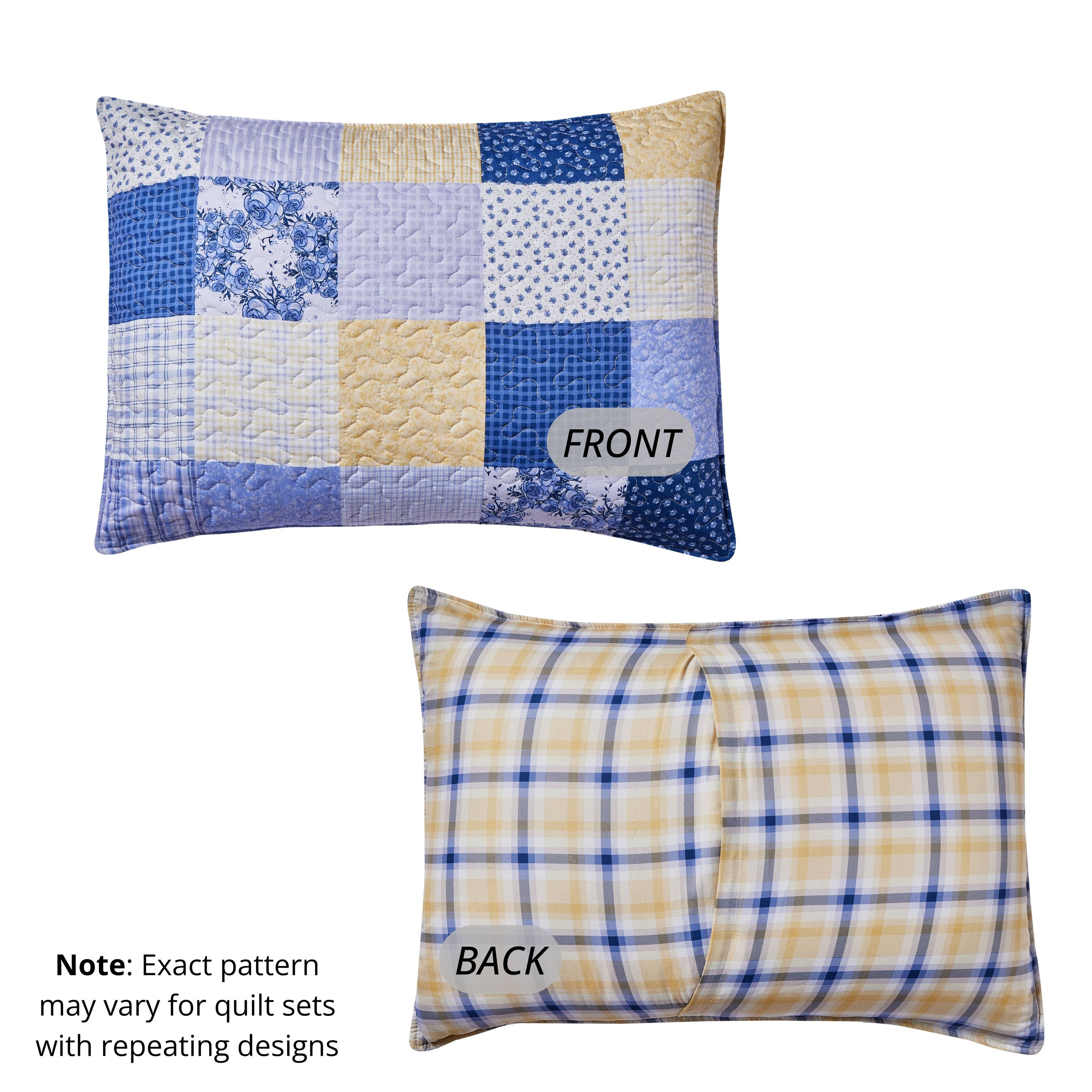 "Garden Walk Bluebell" 3-Piece Designer Microfiber Quilt Set