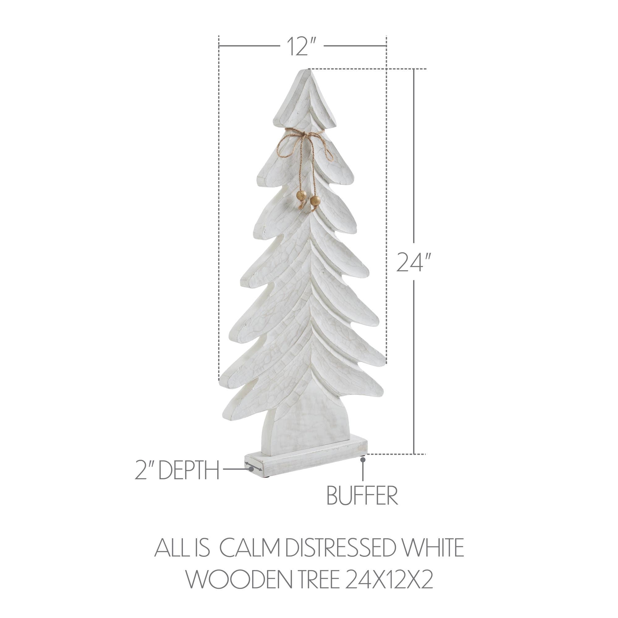 Distressed White Wooden Christmas Tree Decor 24x12