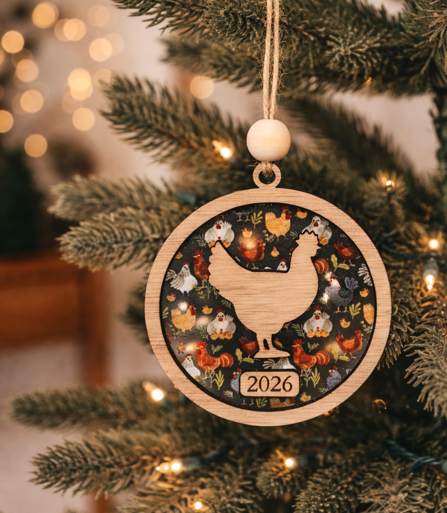Chicken Christmas Ornament - Farm Theme Tree Ornament