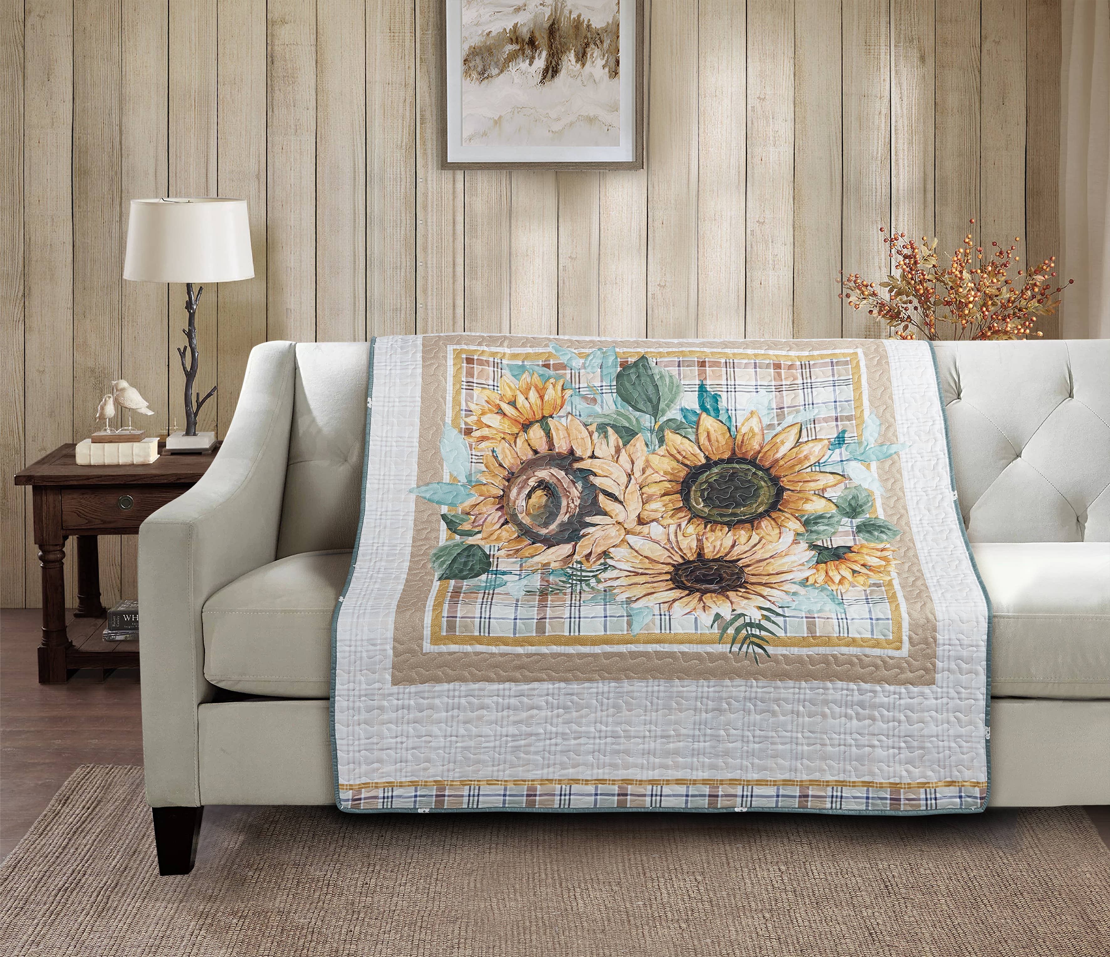 "Sunflower Bouquet"  Quilted Throw Blanket 50"x60"