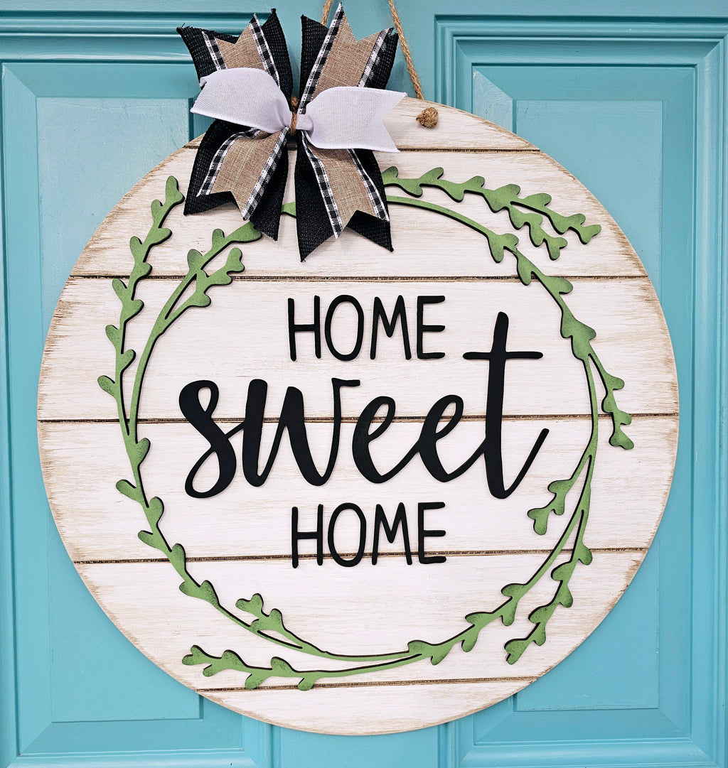 DIY Home Sweet Home Greenery Door Hanger