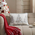 White Christmas Tree Embroidered Beaded Throw Pillow 14x20