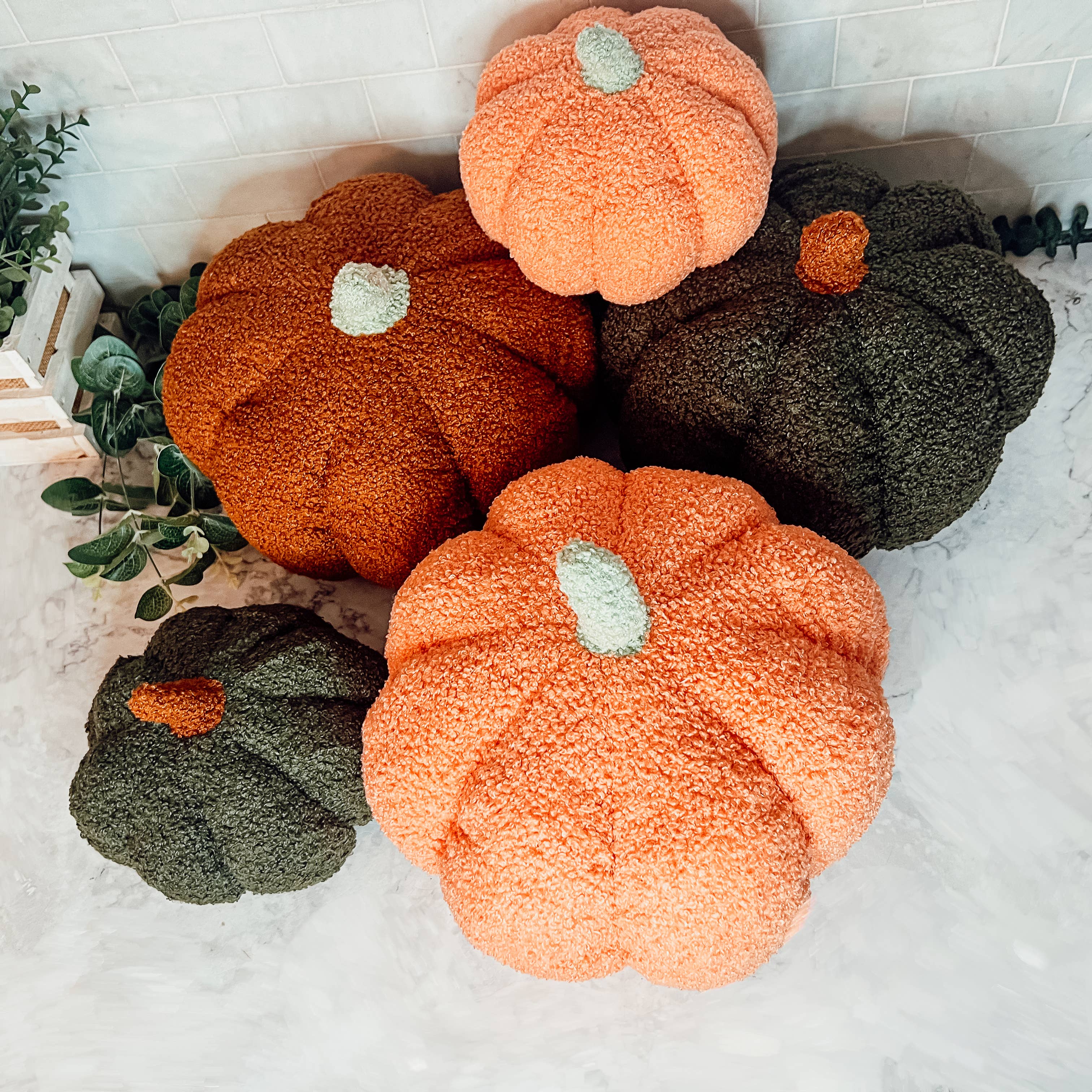 Neutral Fall + Halloween Home Decor, Cute Cotton Pumpkins BW