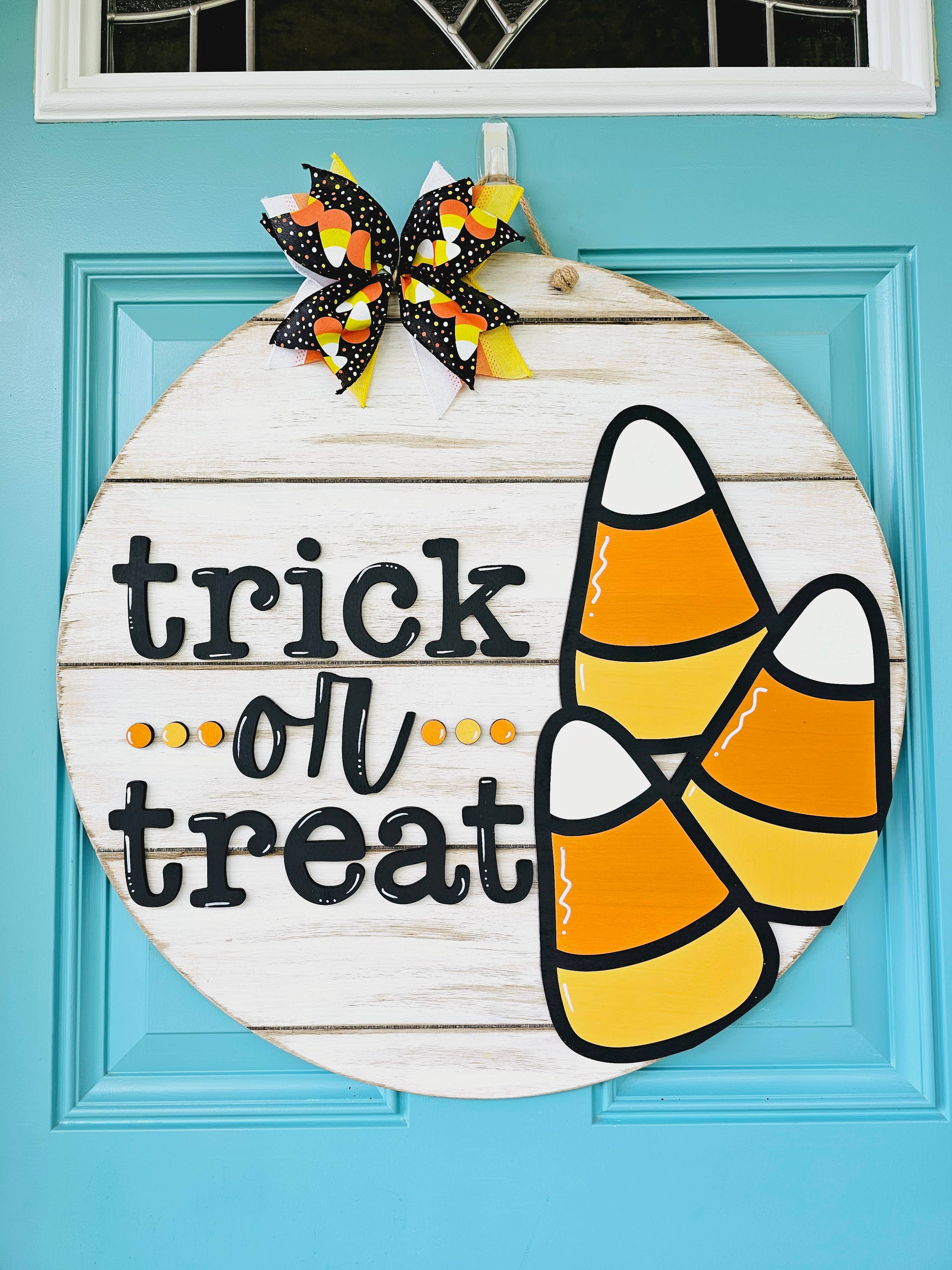 DIY Trick or Treat Candy Corn Door Hanger