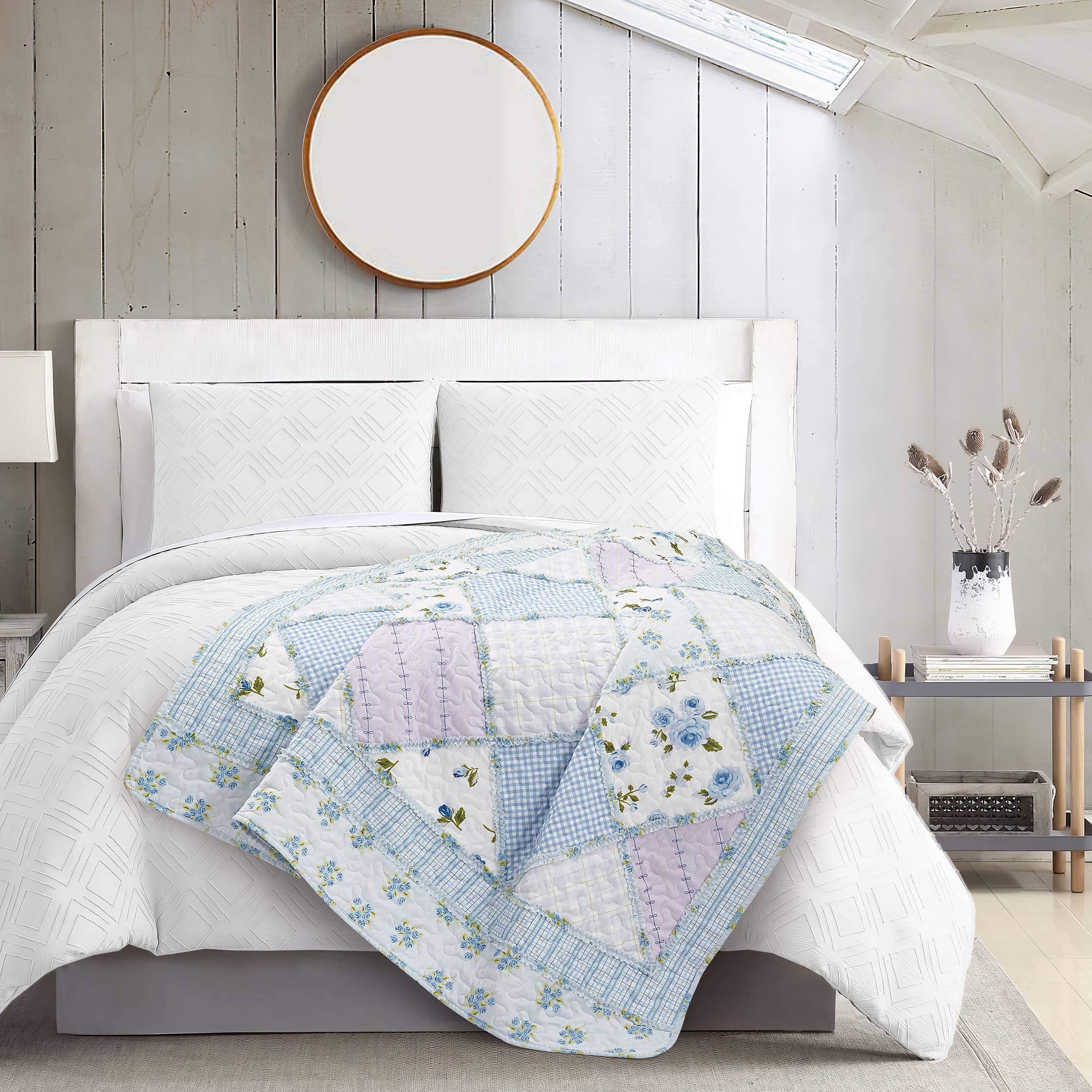 "Garden of Blues"  Quilted Throw Blanket 50"x60"