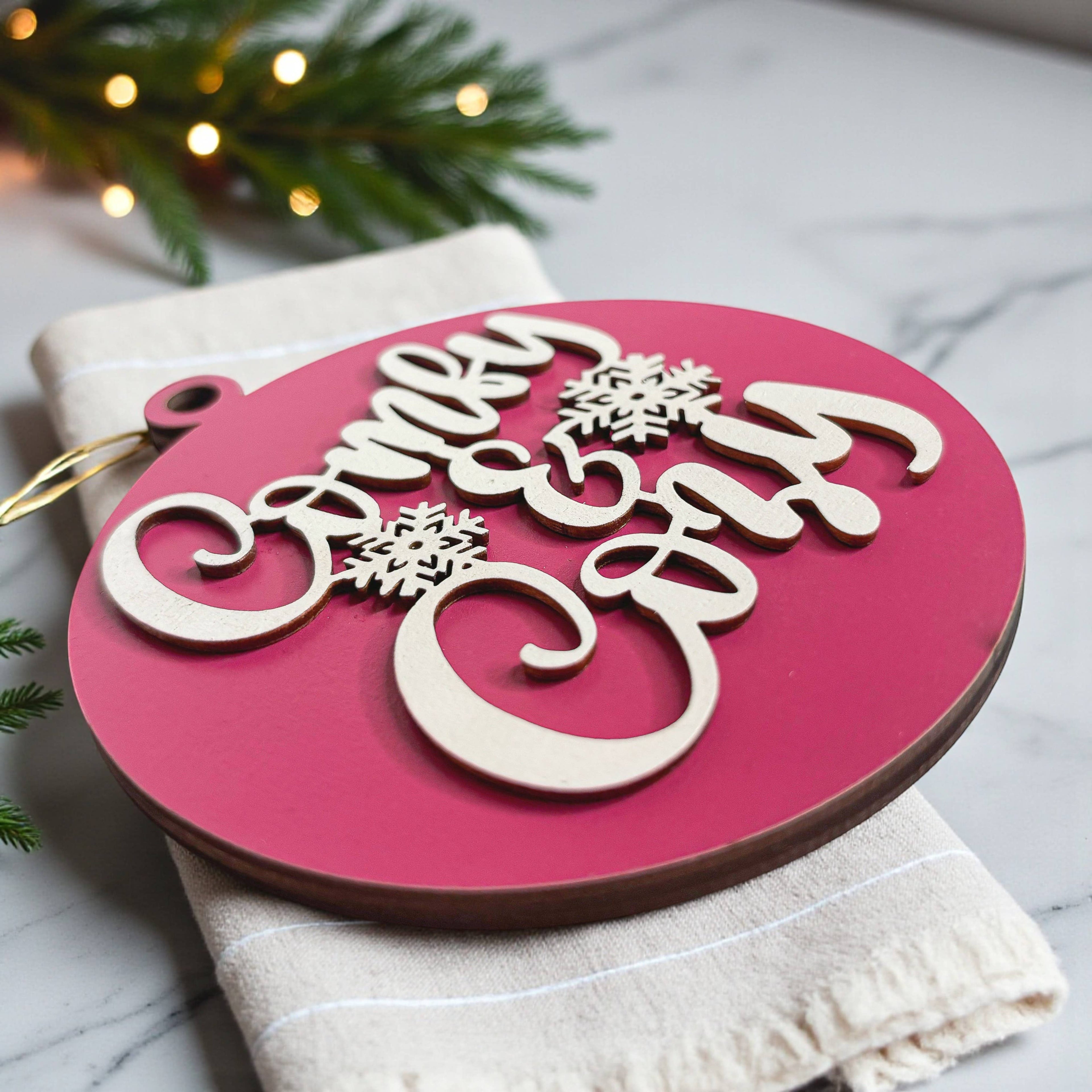 Hanging Christmas Decor + Handmade Wooden Ornament Funny