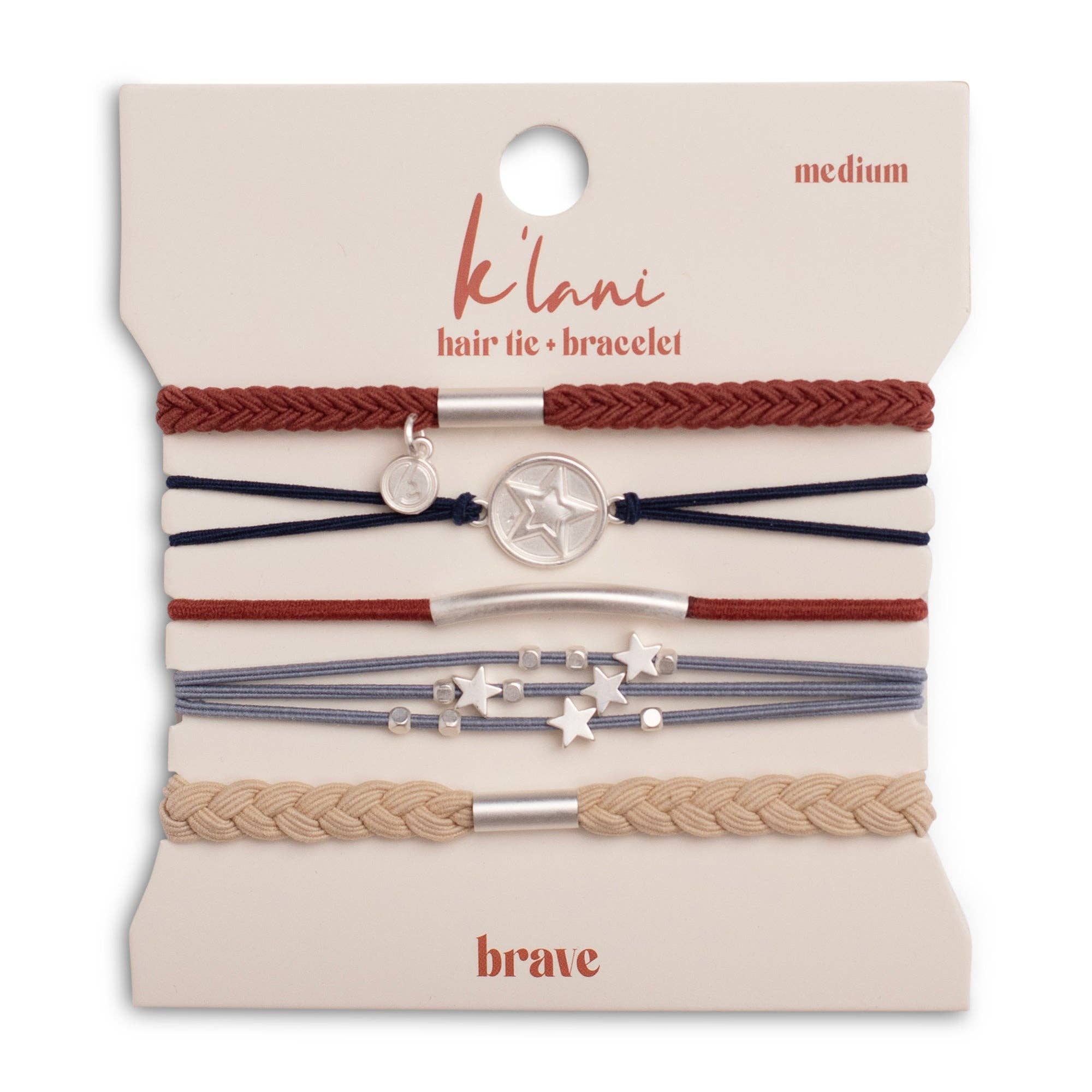 "Brave" Red, White & Blue with Silver Star Accents