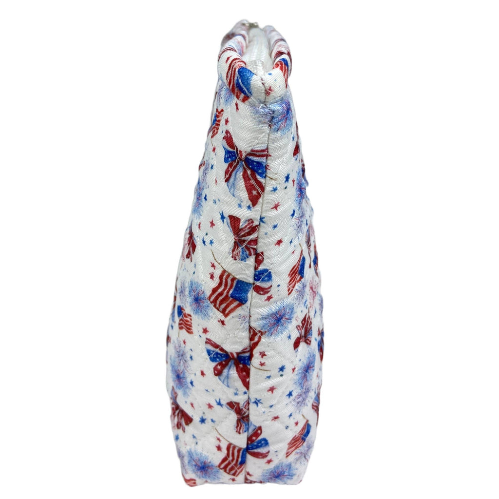 "Patriotic Bows" - Designer Quilted Cosmetic Bag