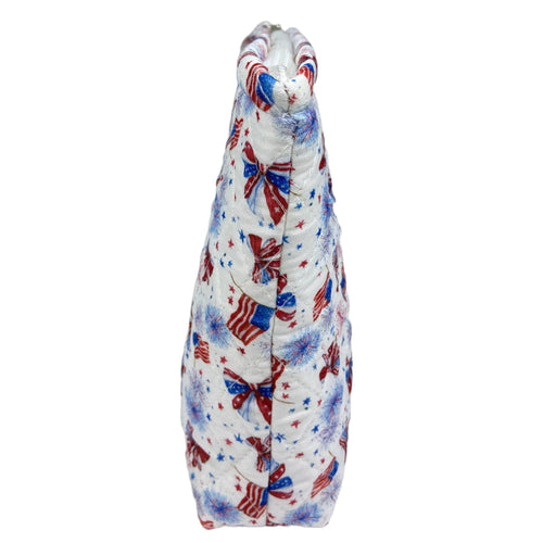 "Patriotic Bows" - Designer Quilted Cosmetic Bag