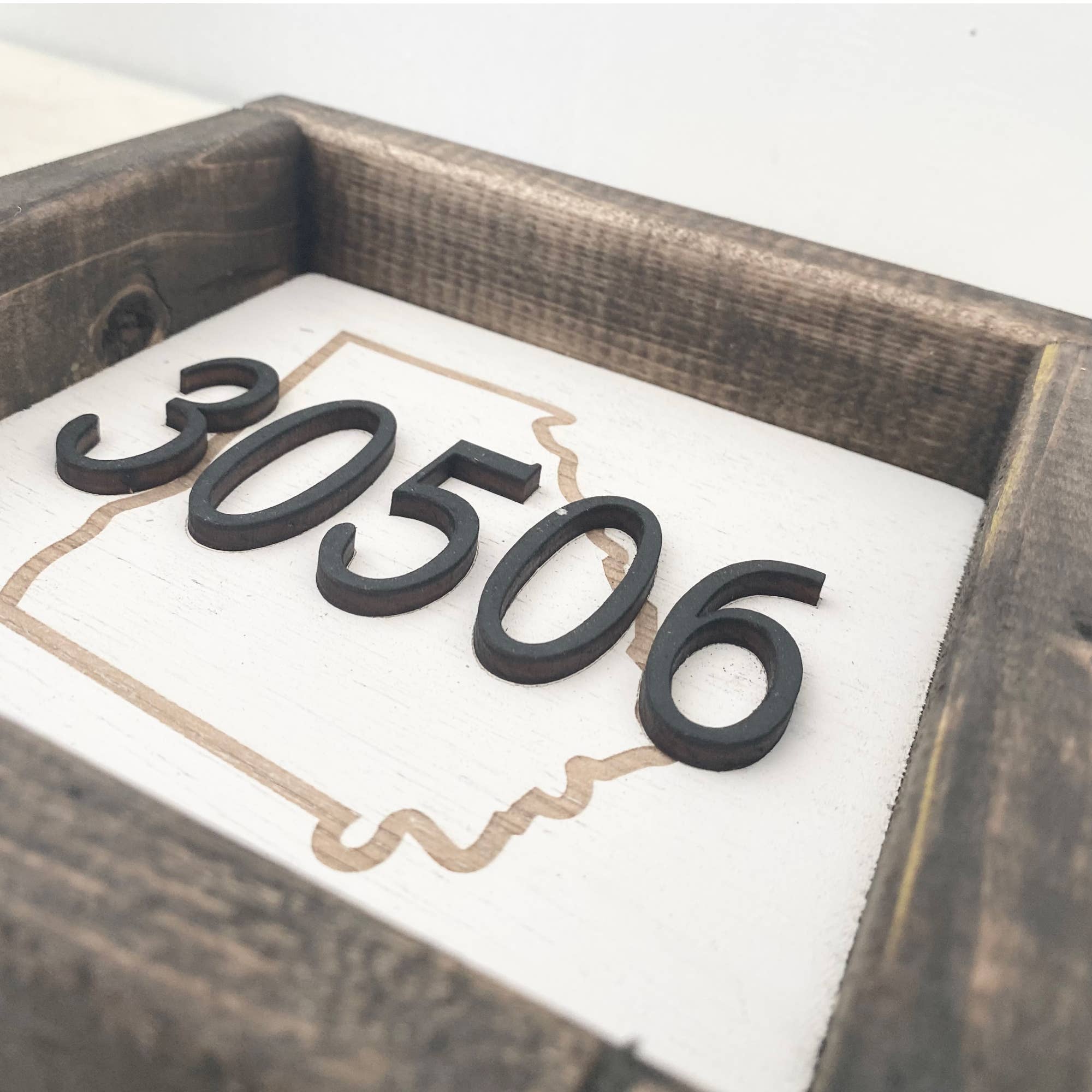7x7 "Any" Zip Code Sign - State Outline- 3D Wood Sign