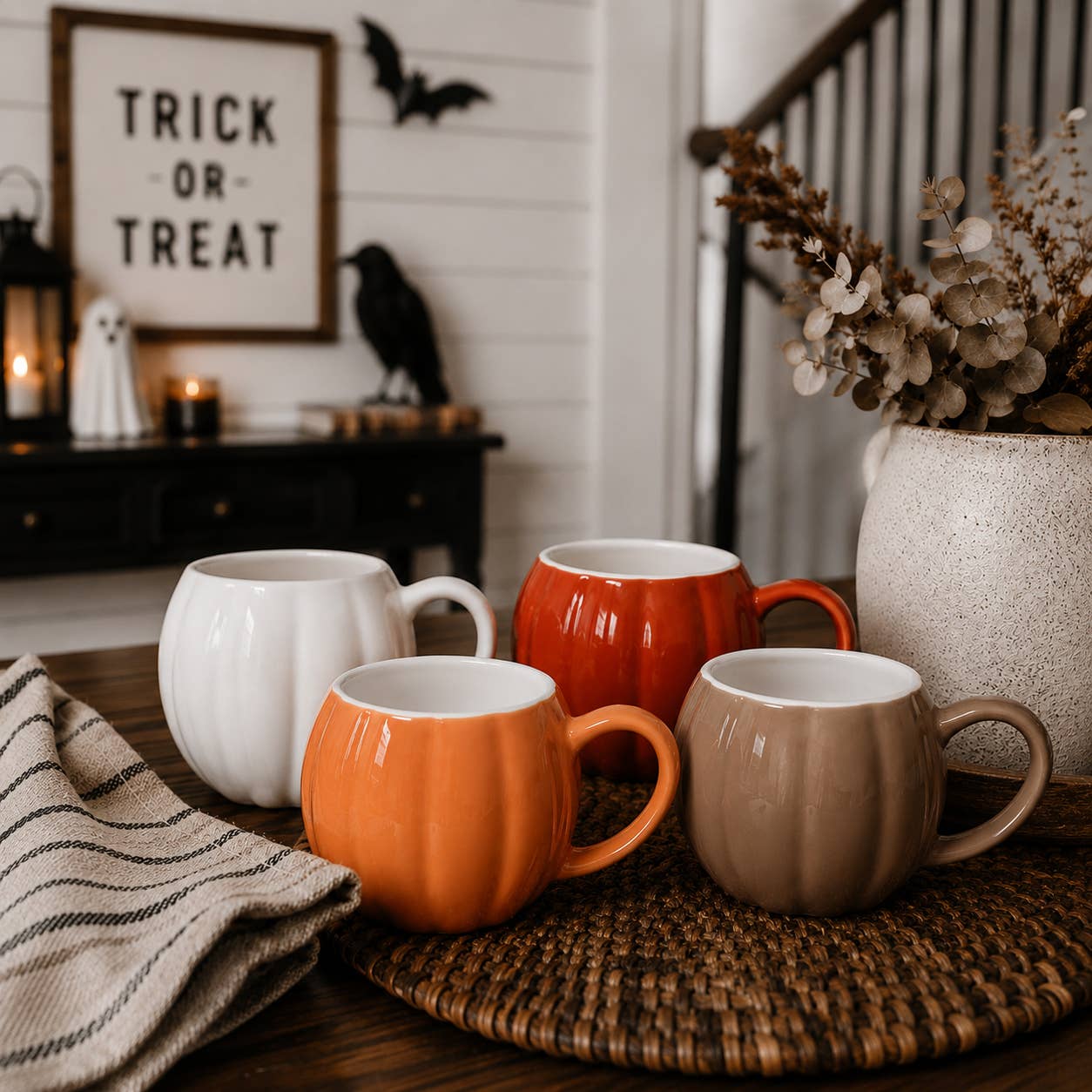 Orange Pumpkin Coffee Mug - Neutral Fall Decor & Gifts 17oz