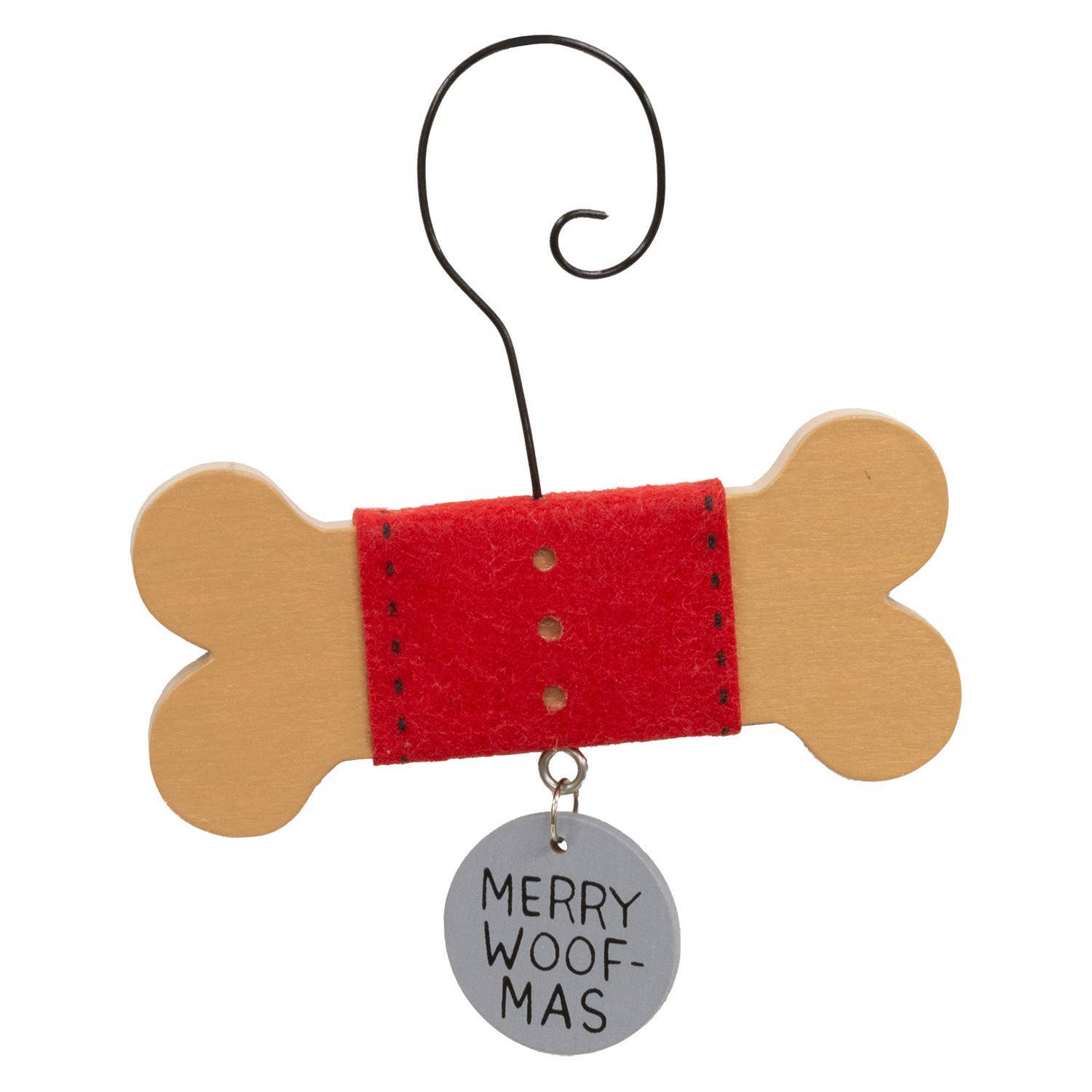 Wooden Dog Bone w/Tag Ornament - 6 Asstd.