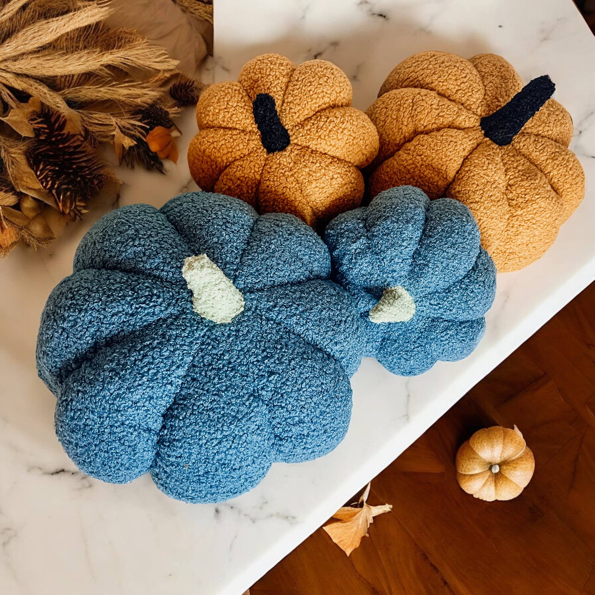 Neutral Fall + Halloween Home Decor, Cute Cotton Pumpkins BW