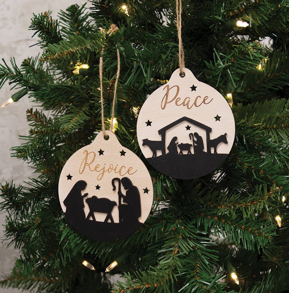 Rejoice Silhouette Bulb Christmas Ornament, 2 Assorted