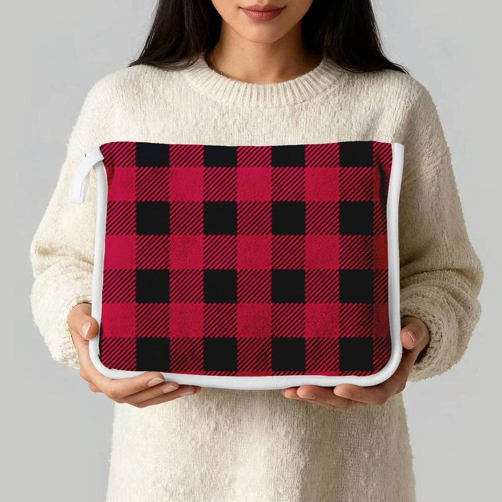 "Red and Black Plaid" Plush Travel Blanket w/ Matching Case
