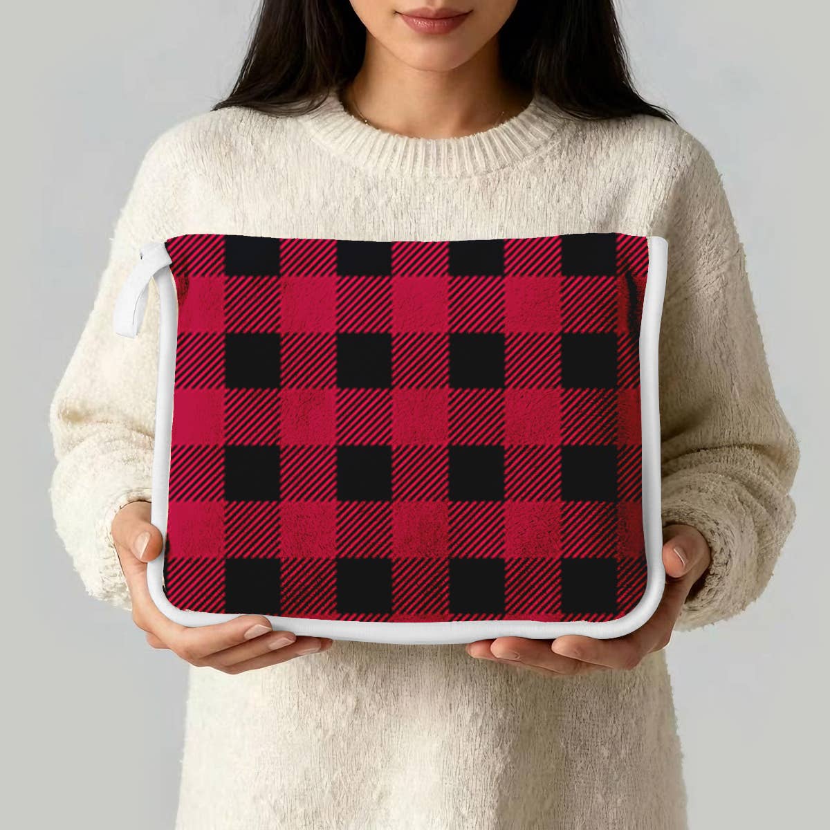 "Red and Black Plaid" Plush Travel Blanket w/ Matching Case