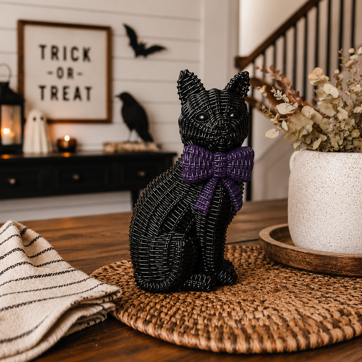 Spooky Shelf Accent Cute Farmhouse Halloween Black Cat Decor