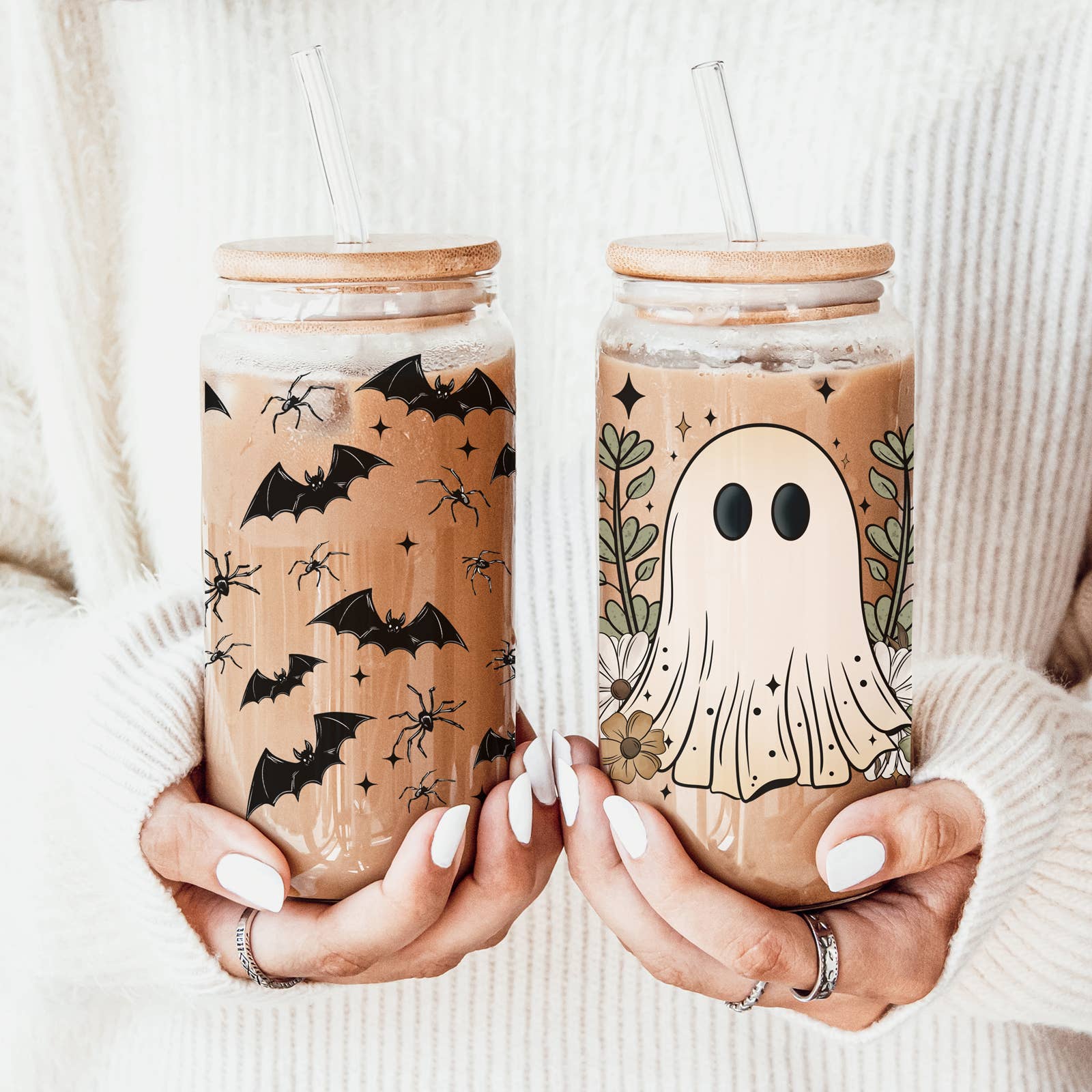 Halloween Tumblers Cute Fall Glass Cup Gifts & Kitchen Decor