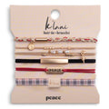 "Peace" Holiday Red & Cream Plaid with Gold Accents Hair Tie Bracelets
