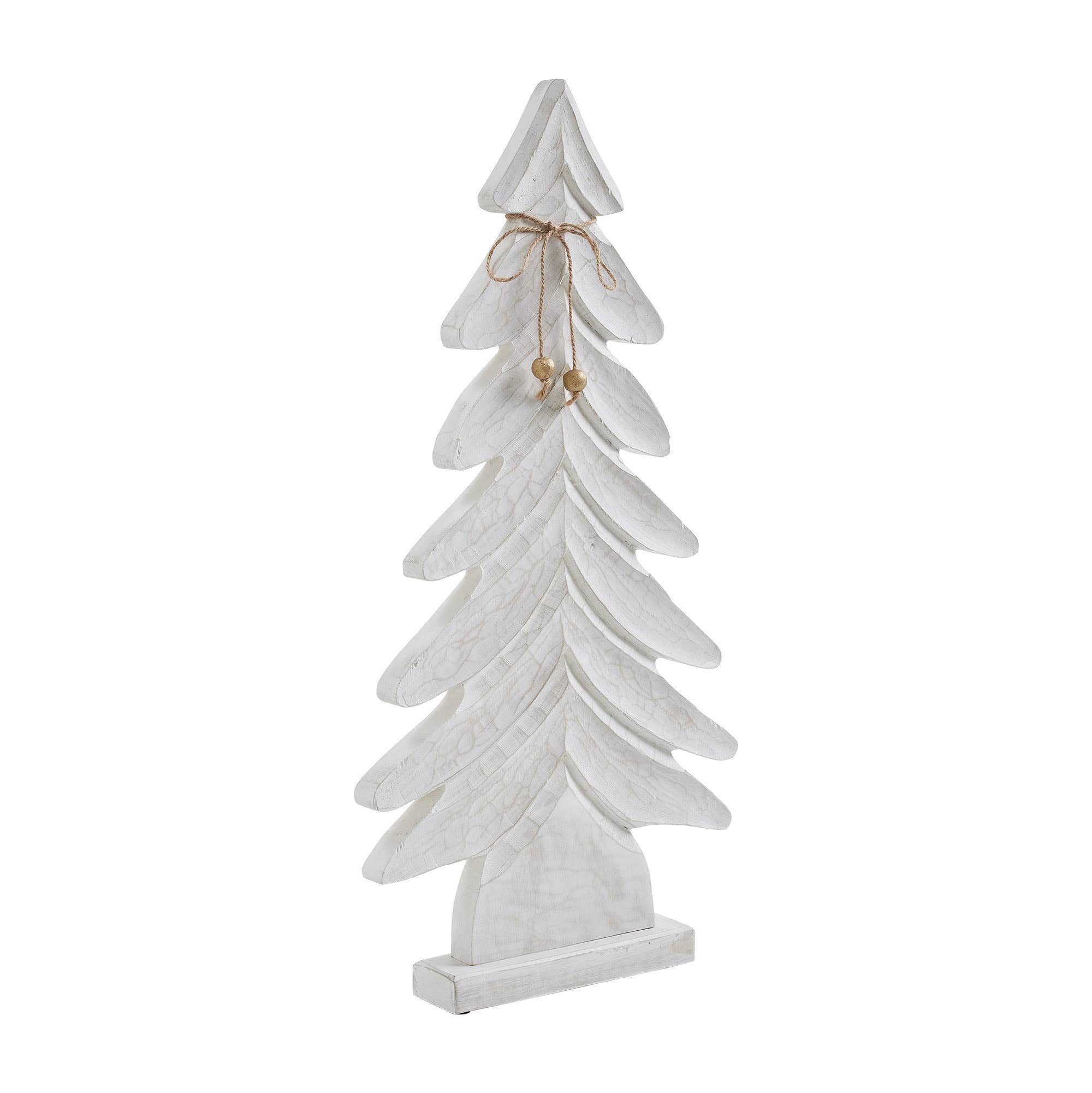 Distressed White Wooden Christmas Tree Decor 24x12