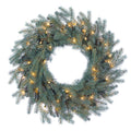 Christmas Natural Cut Pickwick Blue Spruce Wreath 24 in.24 in., 50 Clear Lights, 120 Tips, Battery Operated with Timer