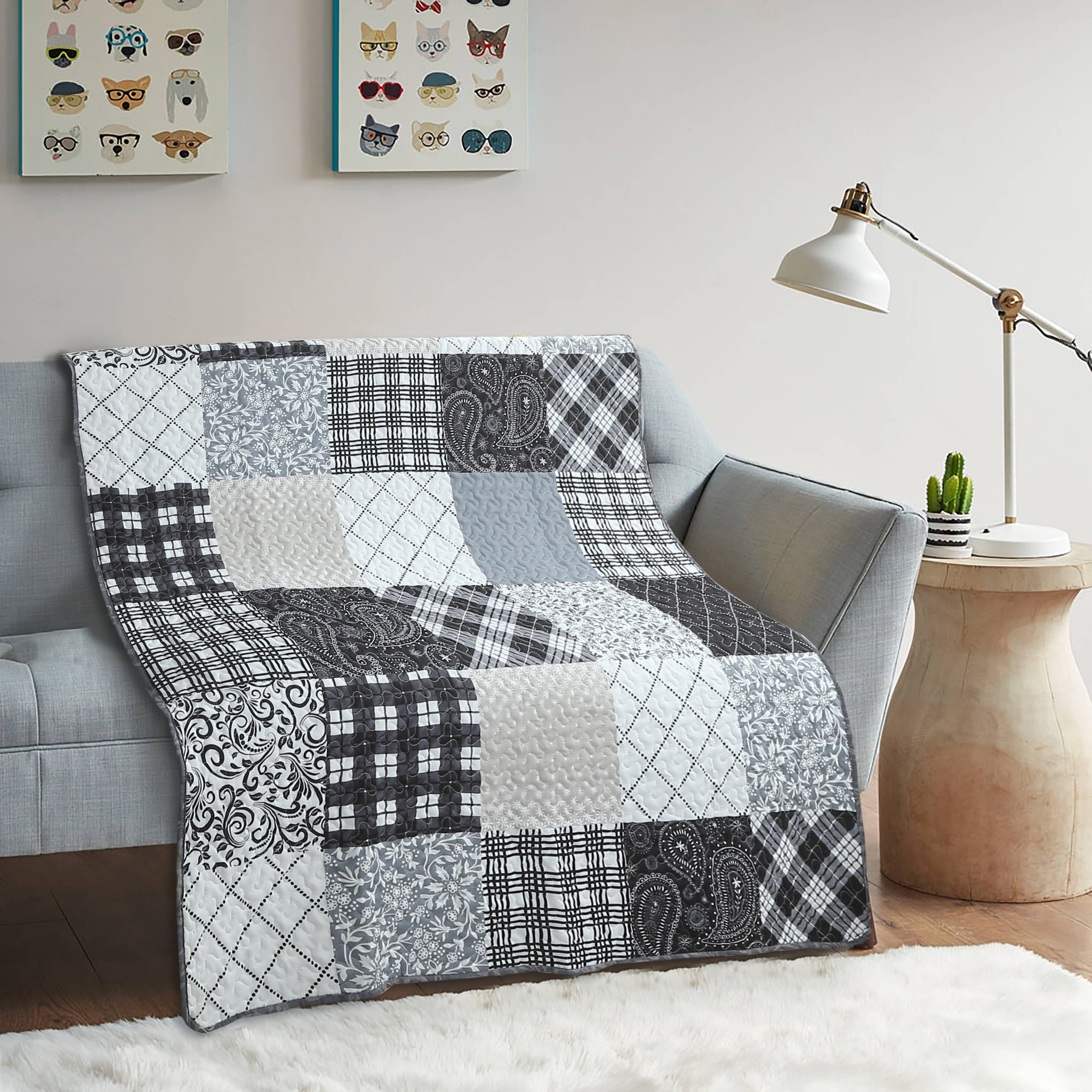 "Paisley Patchwork"  Quilted Throw Blanket 50"x60"