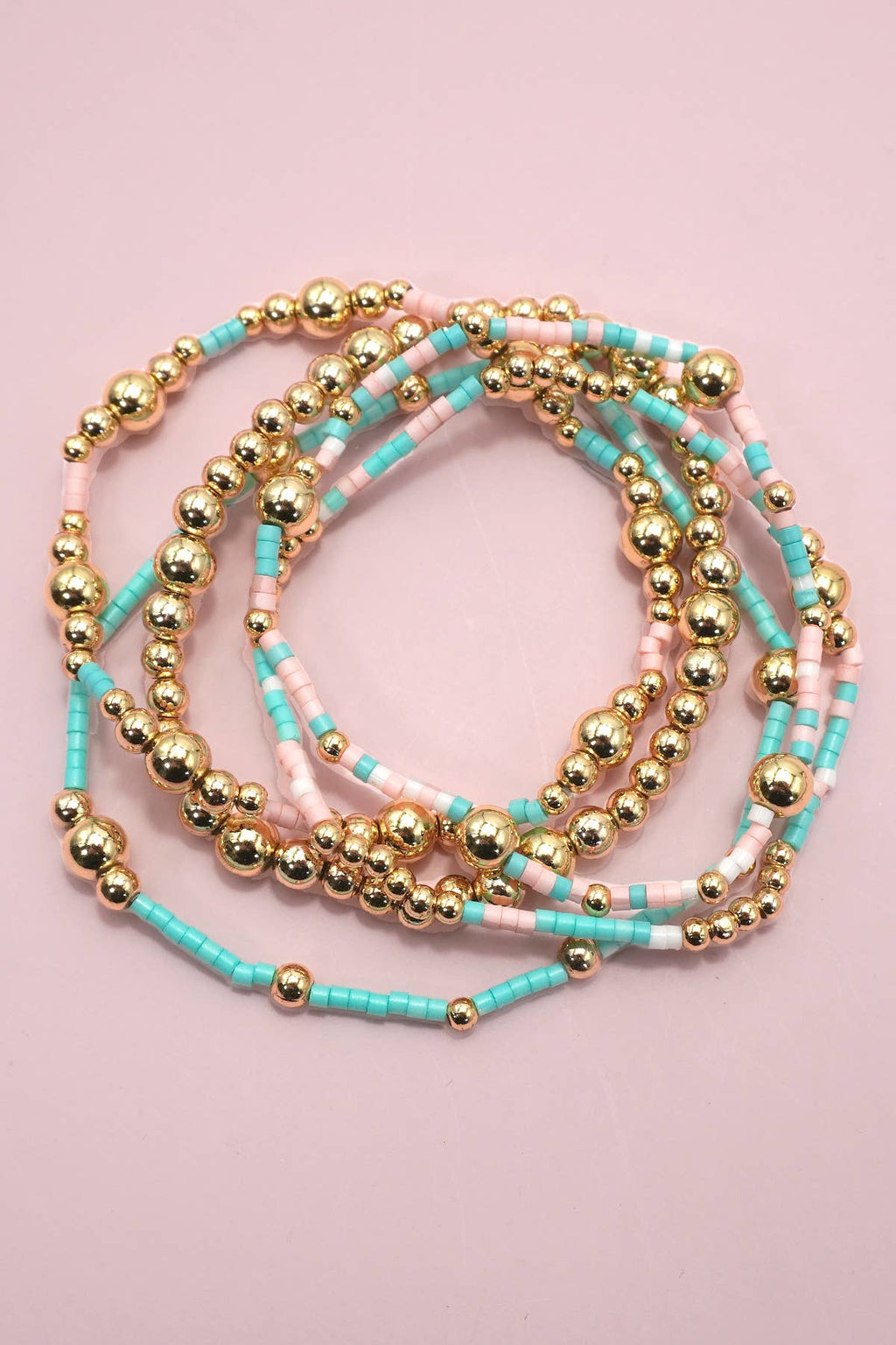 MULTI LAYER NATURAL STONE BALL CHAIN LINK BRACELET | 40B5182