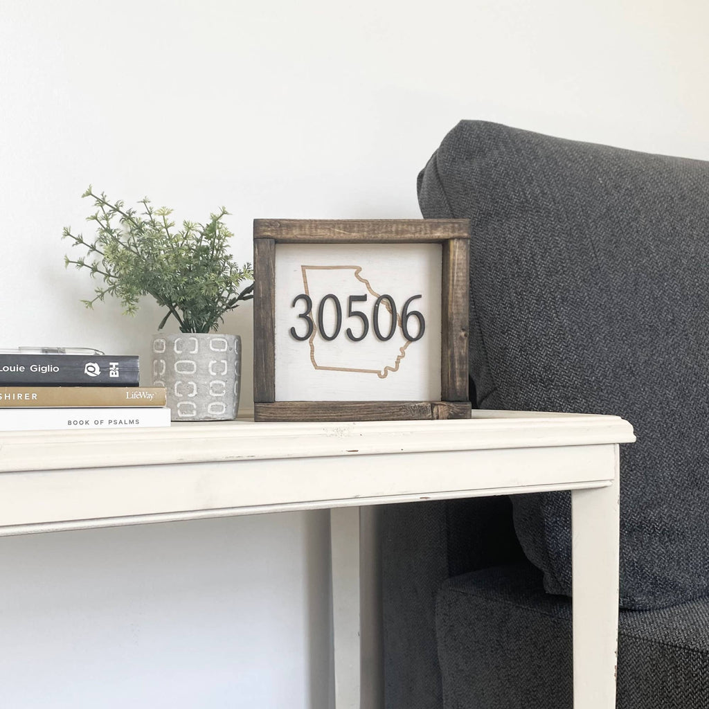 7x7 "Any" Zip Code Sign - State Outline- 3D Wood Sign