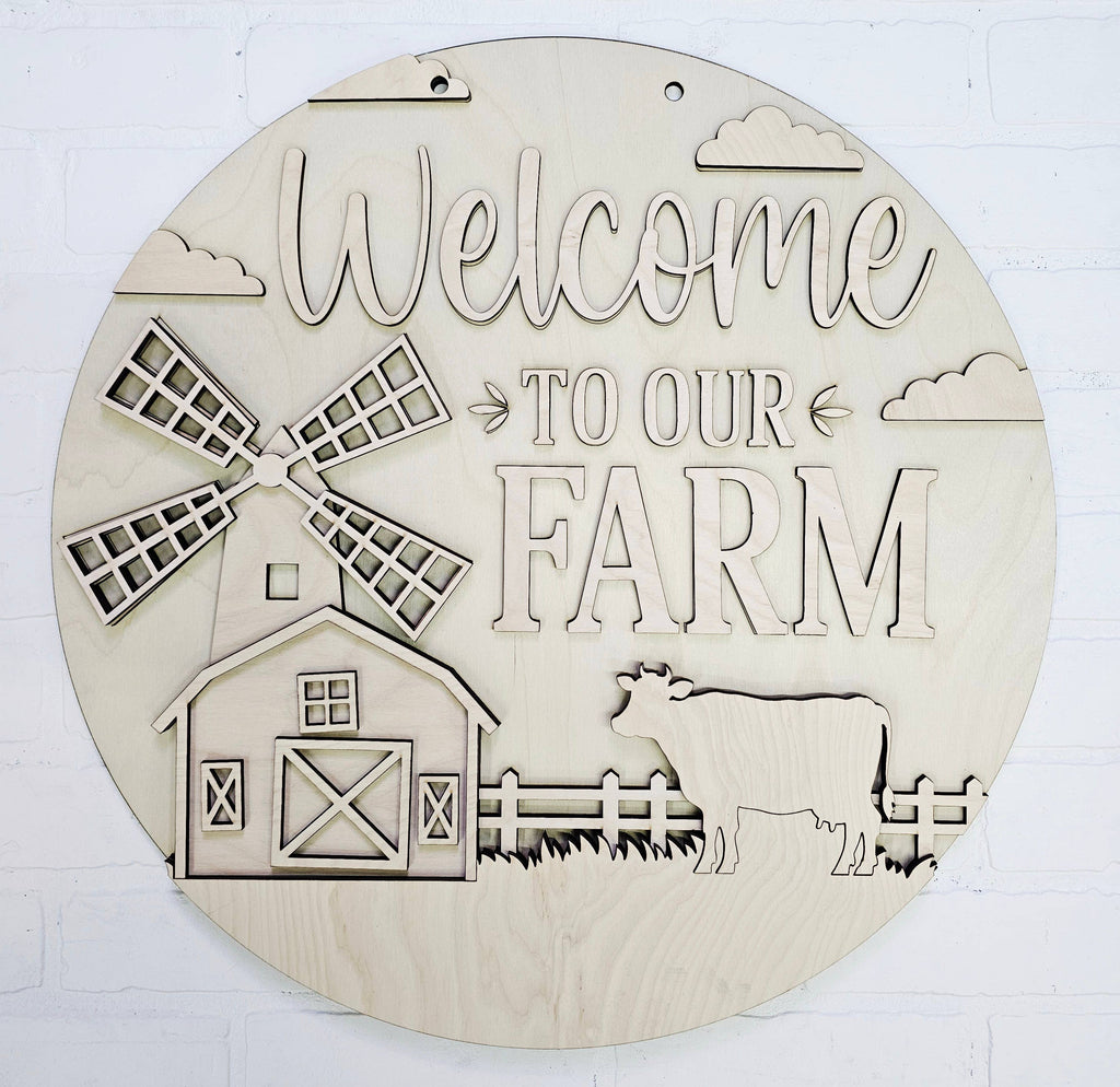 DIY Welcome to our Farm Door Hanger