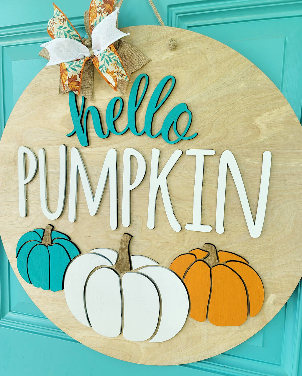 DIY Hello Pumpkin Trio Door Hanger