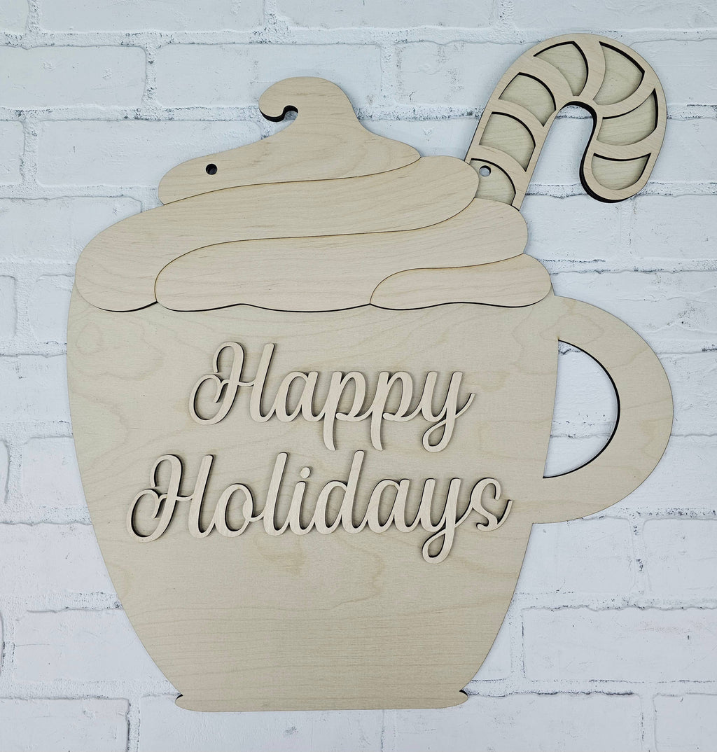 DIY Happy Holidays Hot Cocoa Mug Door Hanger