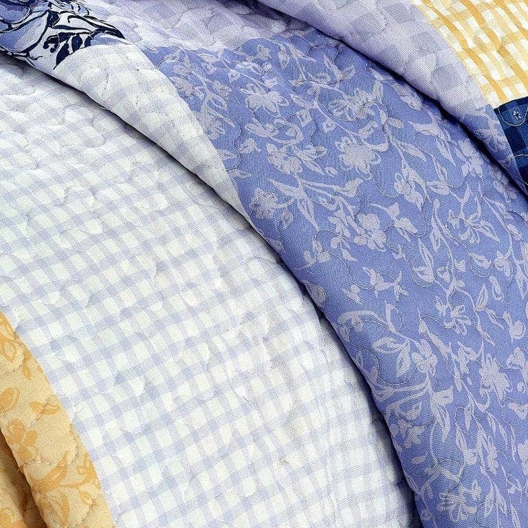 "Garden Walk in Bluebell" Quilted Sherpa Throw 50"x60"