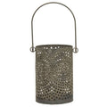 Antiqued Gray Can Lantern 4.5"H
