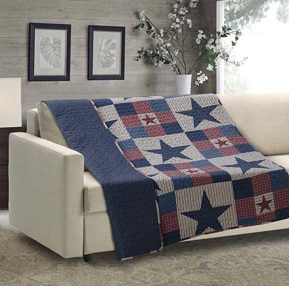 Mountain Star Cabin Grey Quilted Throw