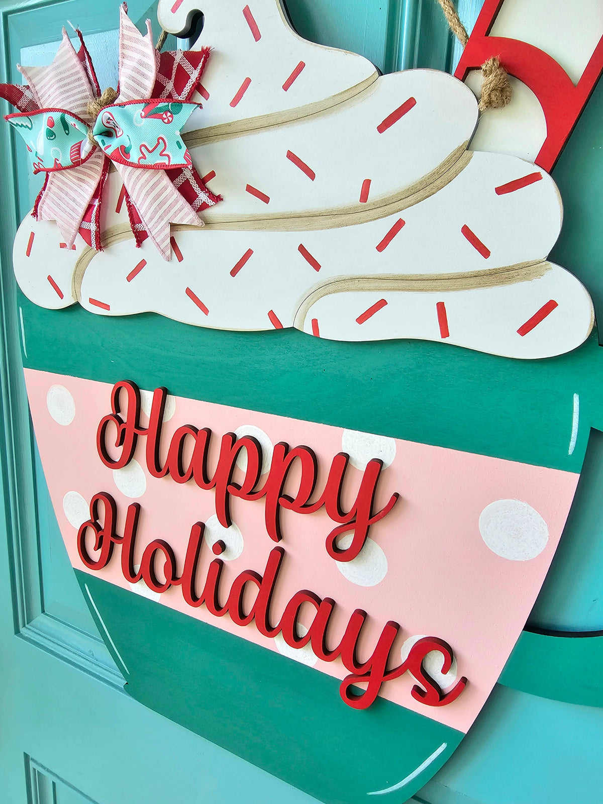 DIY Happy Holidays Hot Cocoa Mug Door Hanger