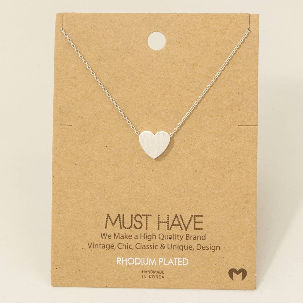 Brushed Heart Pendant Necklace