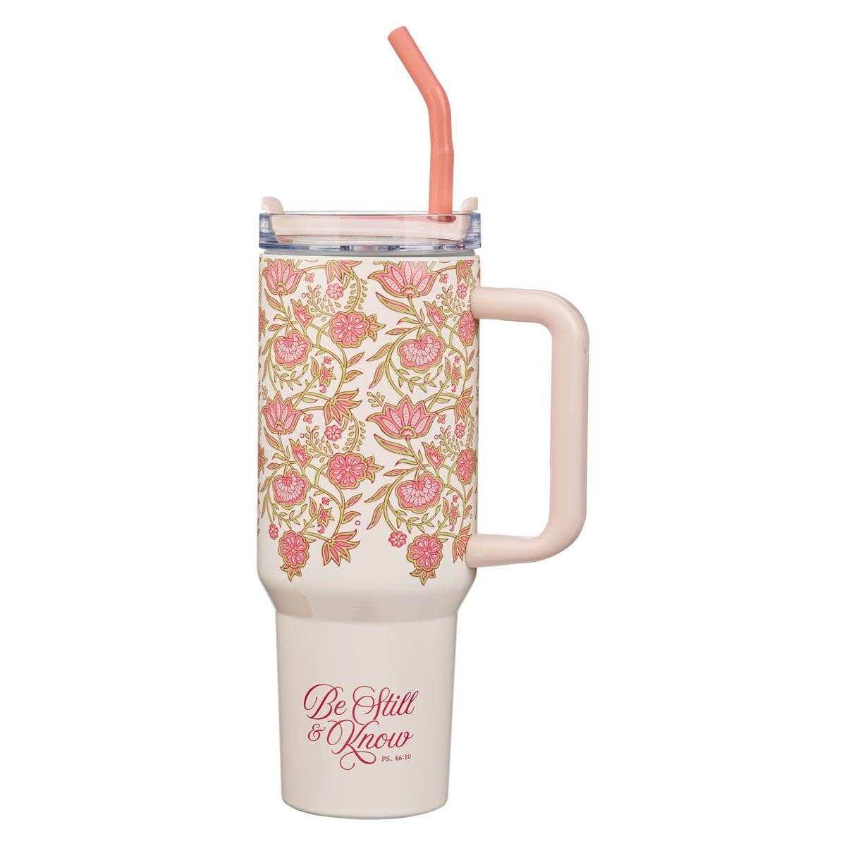 Tumbler w/straw SS Pink Be Still Ps. 46:10