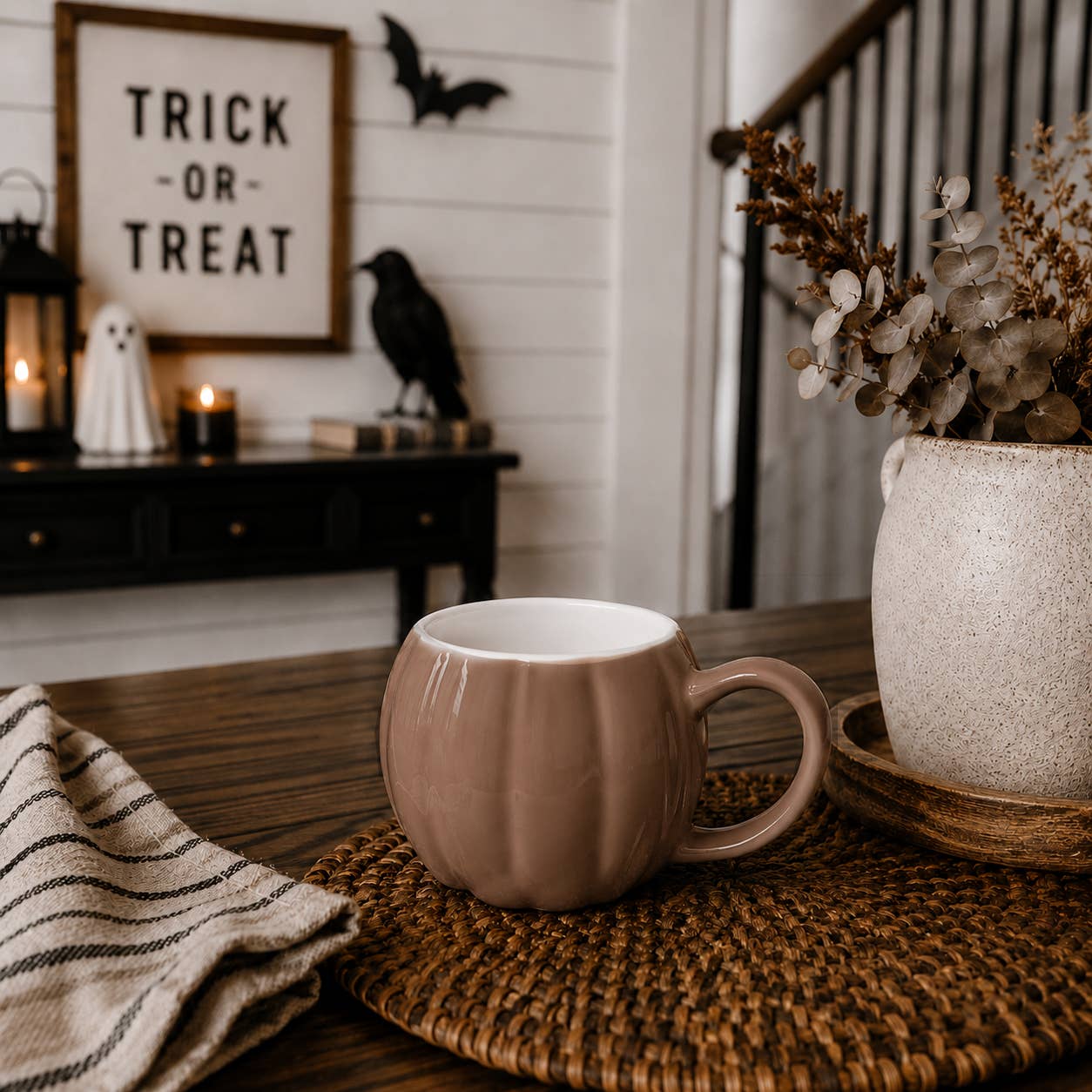 Orange Pumpkin Coffee Mug - Neutral Fall Decor & Gifts 17oz
